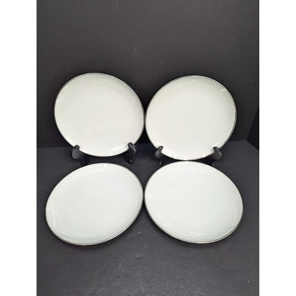 Royal M by Mitashoten Platinum Knight M109 White Coupe Salad Plate Set of 4 - Picture 2 of 9